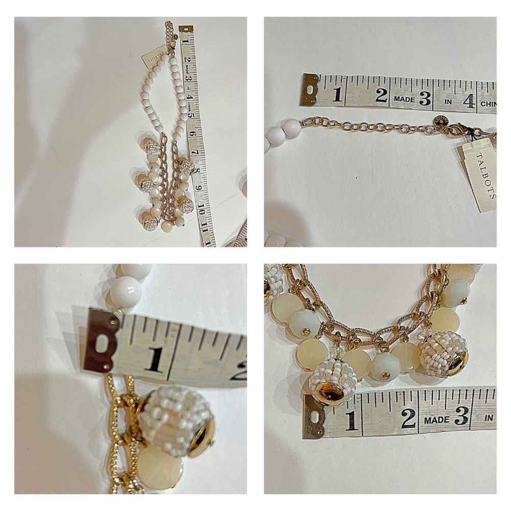 Talbots Mixed Beaded Ball White & Cream Gold-Tone Statement Necklace - Picture 13 of 13